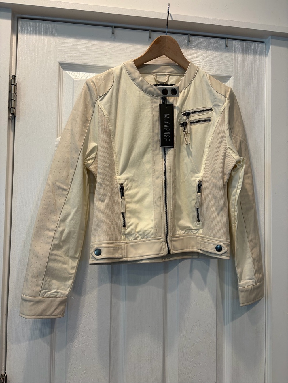 Mikarose Cream Moto-Style Zip Jacket